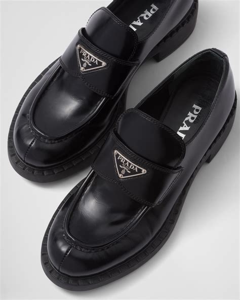 patent prada loafers|prada brushed leather loafers.